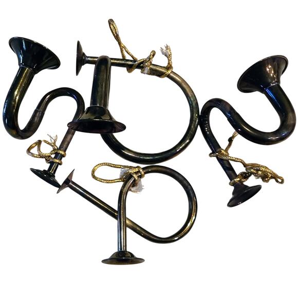 8-Vintage Decorative Miniature Christmas Brass Instruments Bugle, Tuba, etc - Picture 3 of 4